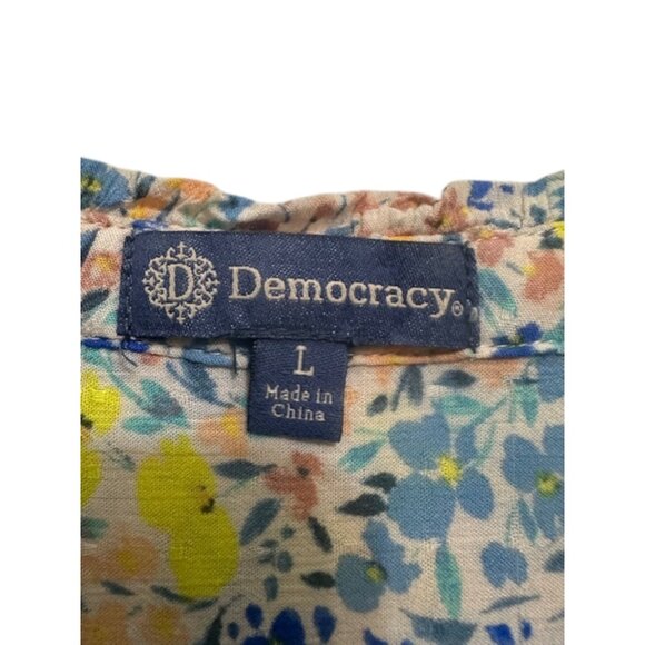 Democracy floral rayon 3/4 sleeve blouse, size‎ large - Picture 2 of 5